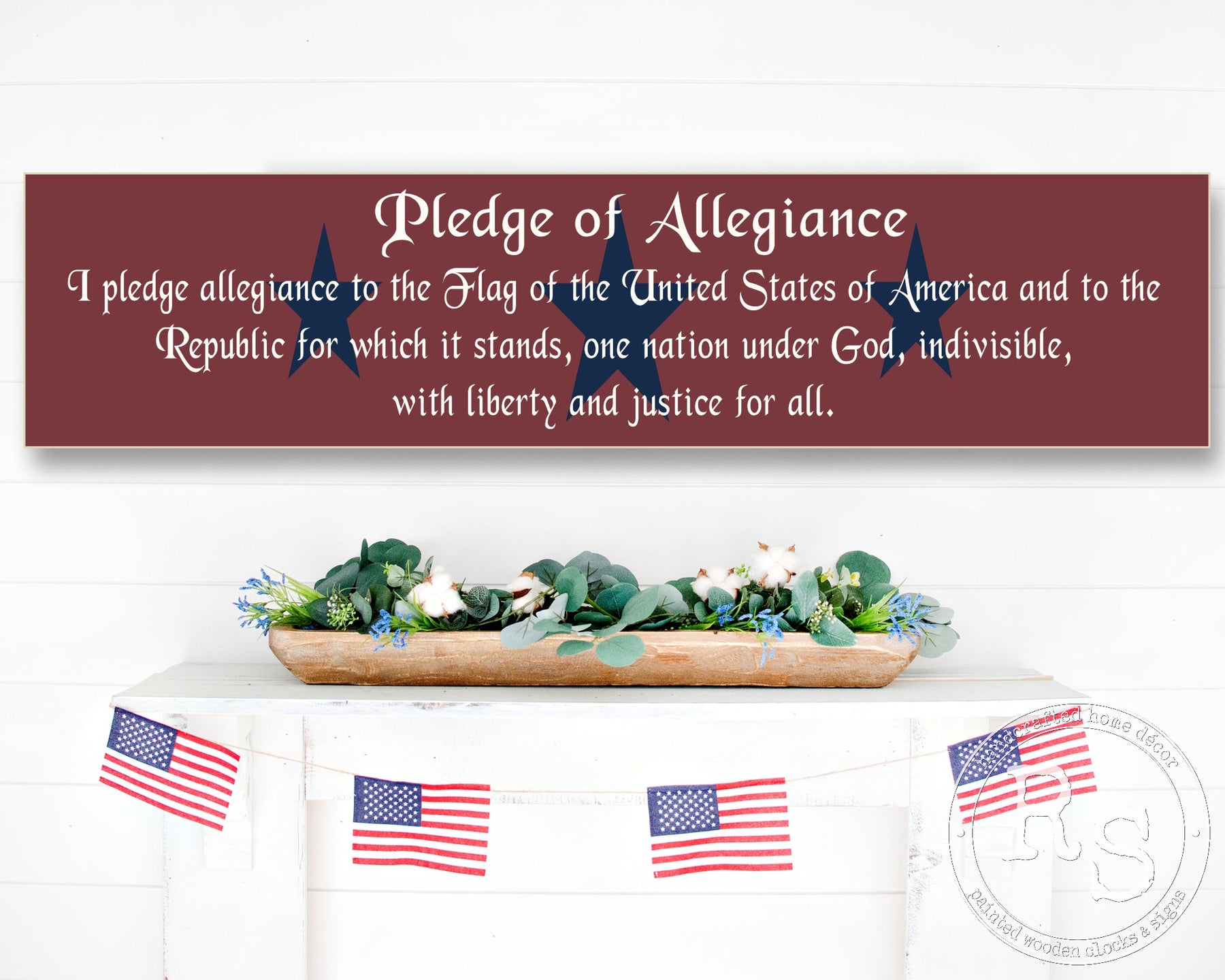 Pledge Display Pledge of Allegiance Wooden Sign – Rusty Star Design