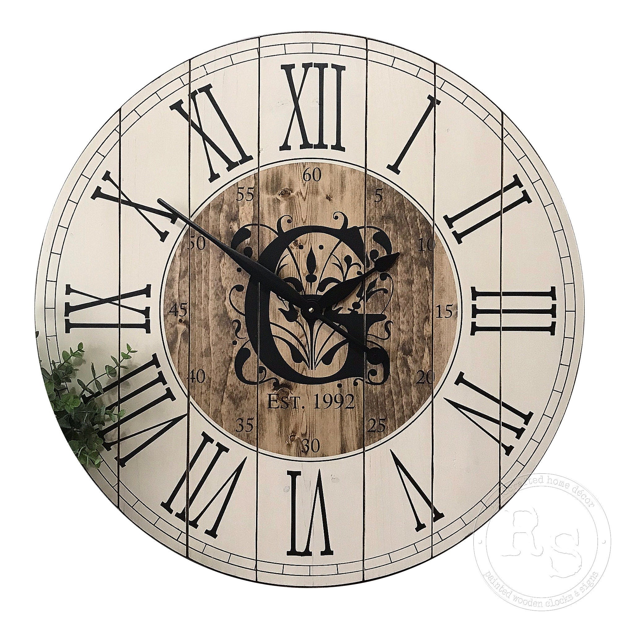 Monogram Clock - Roman Numerals