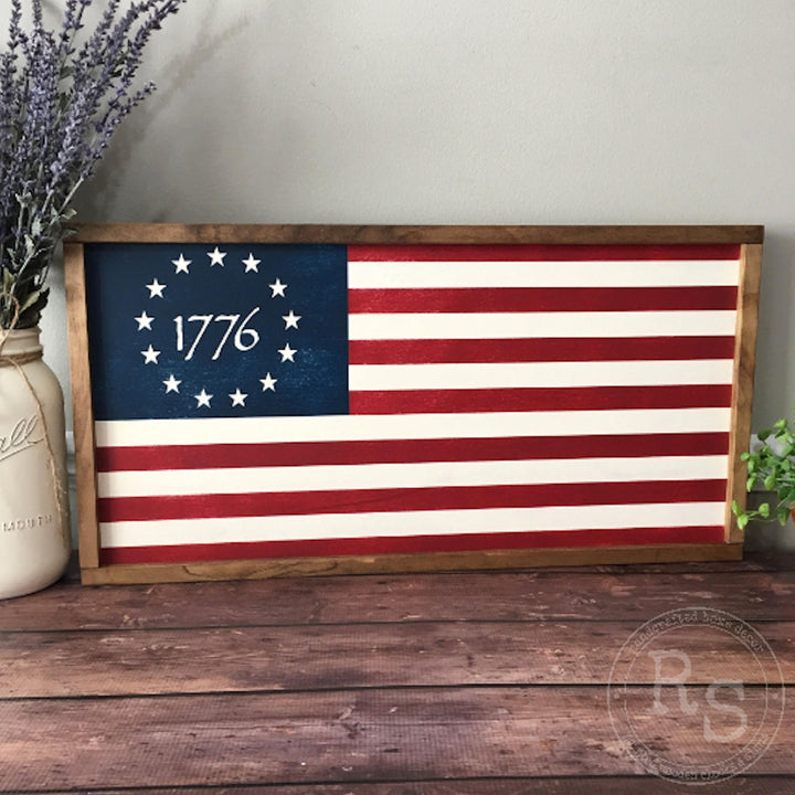 1776 Betsy Ross Wooden Flag