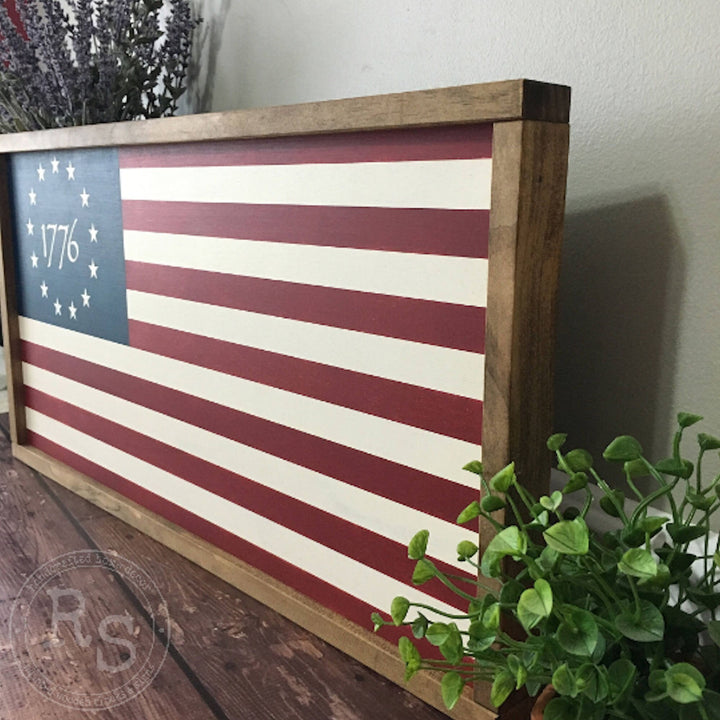1776 Betsy Ross Wooden Flag