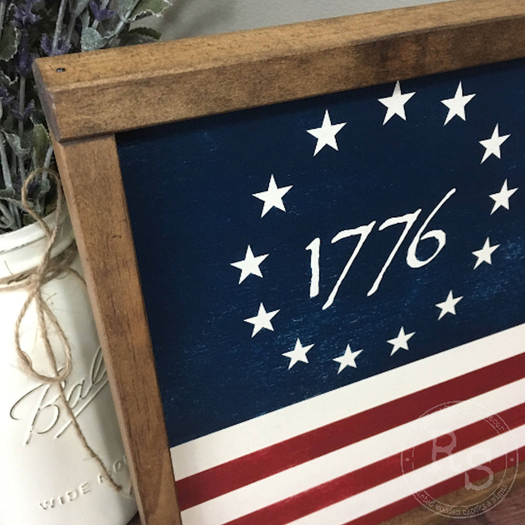 1776 Betsy Ross Wooden Flag