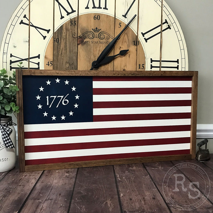 1776 Betsy Ross Wooden Flag