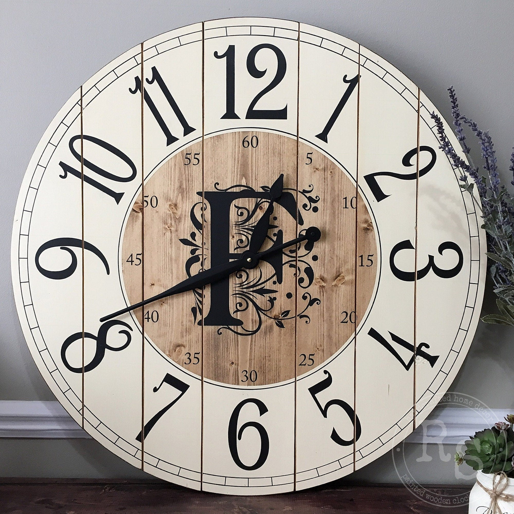 Monogram Clock - Arabic Numbers