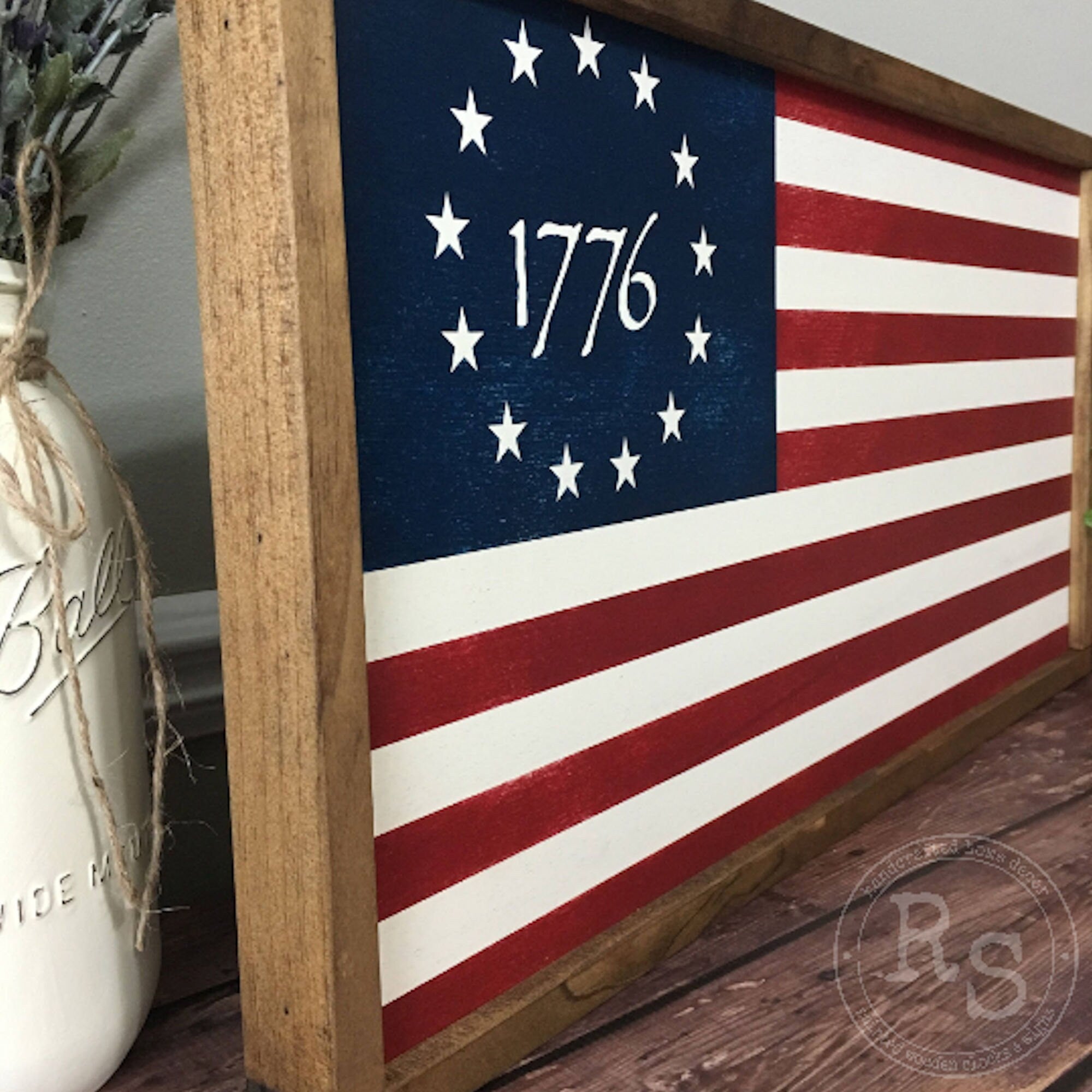 1776 Betsy Ross Wooden Flag