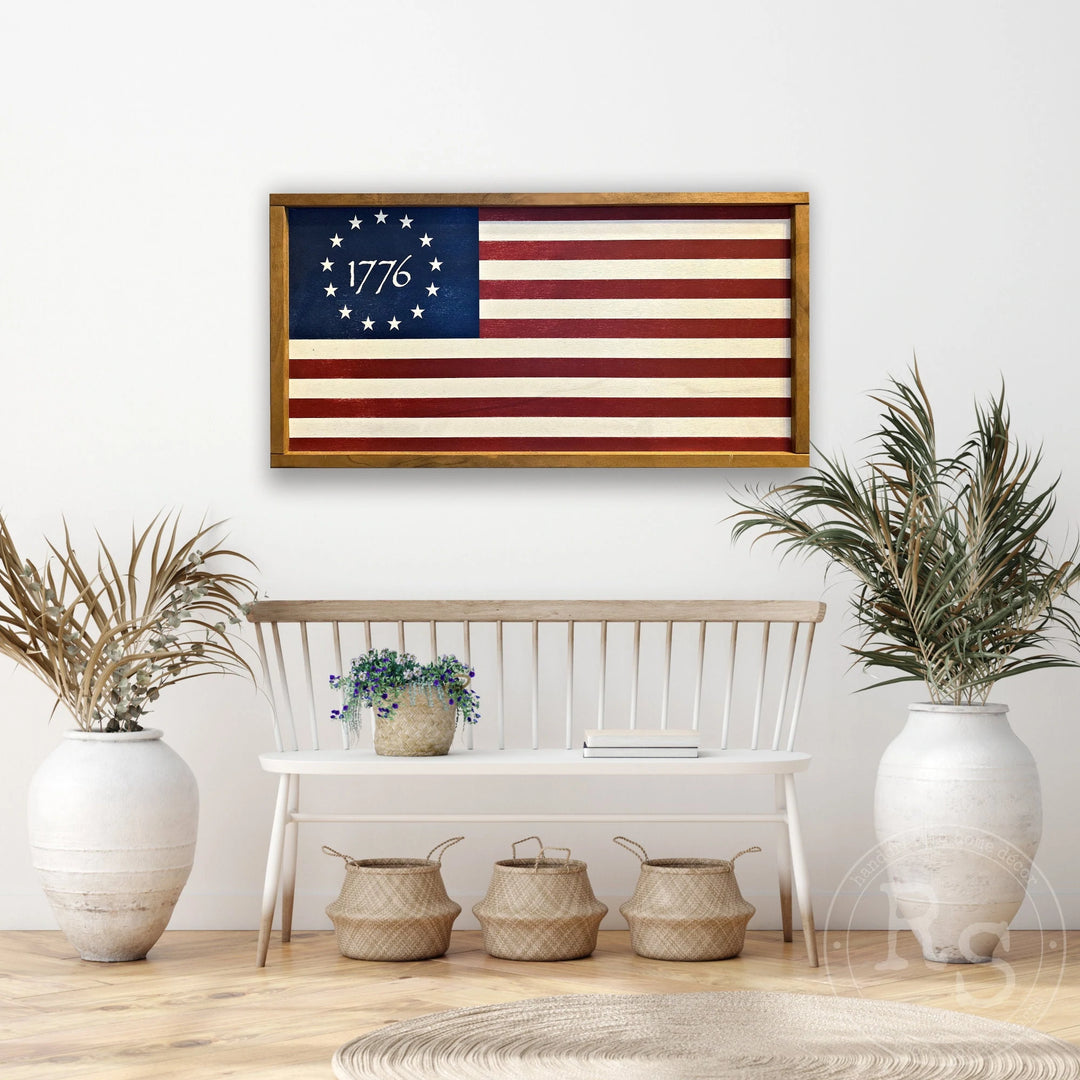 1776 Betsy Ross Wooden Flag