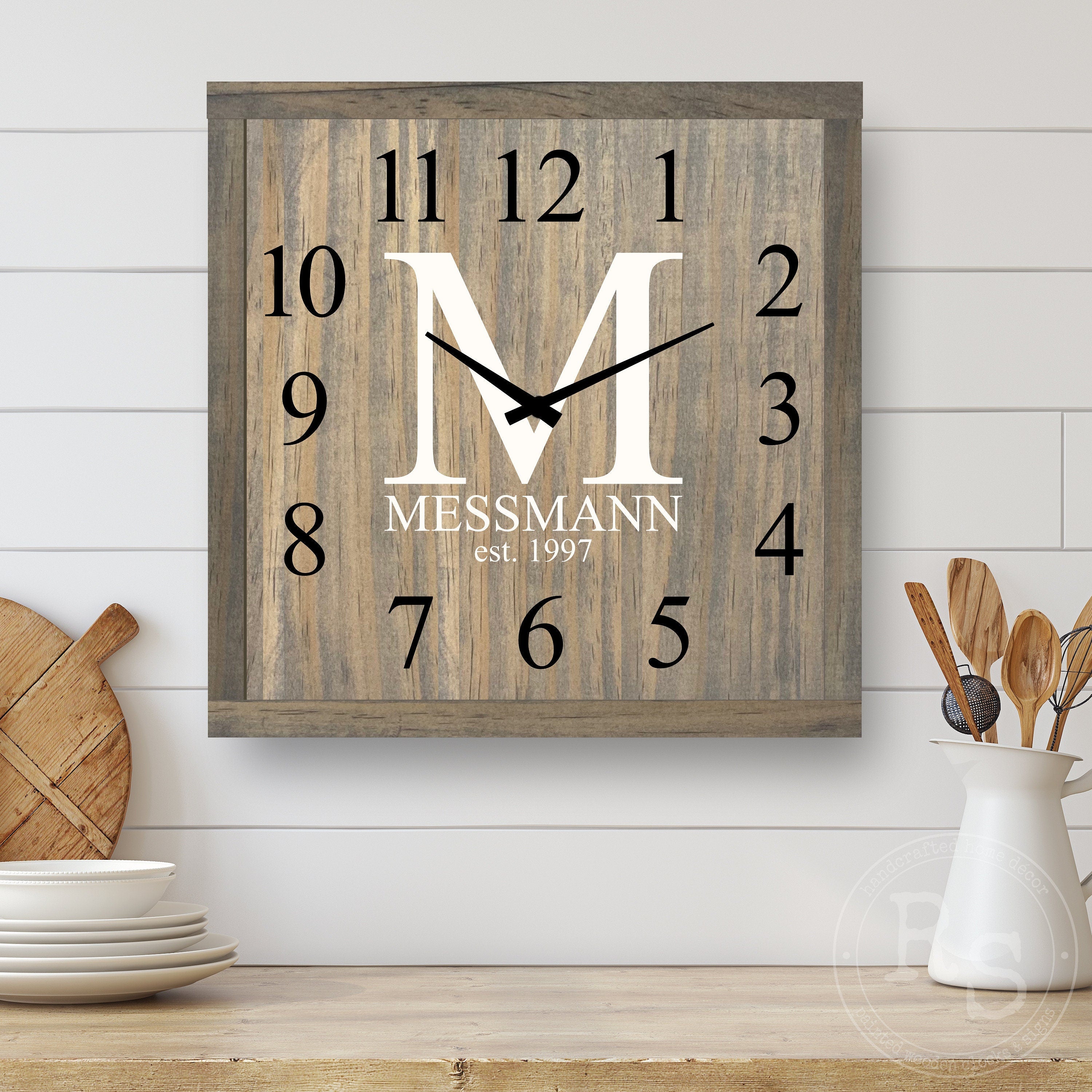 Monogram Square Wall Clock